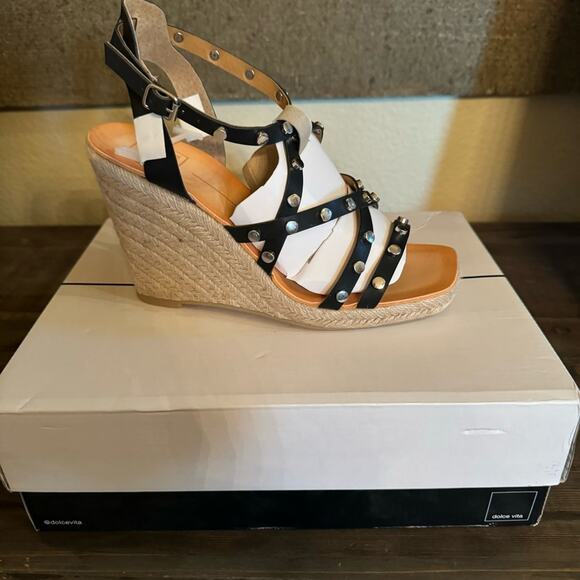 NEW Dolce Vita Maxon Espadrille Wedge Sandal Black Studded Womens Size  8.5 - Picture 10 of 10